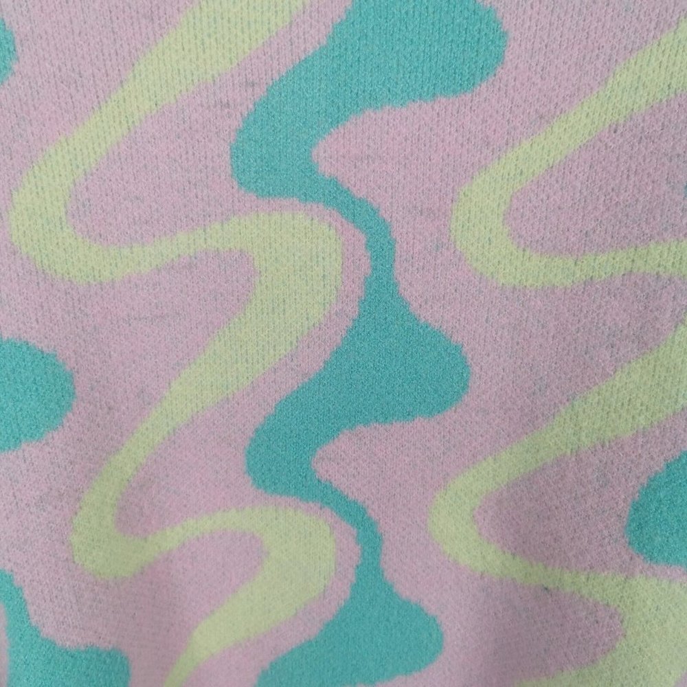 RECLAIMED VINTAGE Swirl Print Pastel Jumper Oversized UK 8 10 - Picture 4 of 8